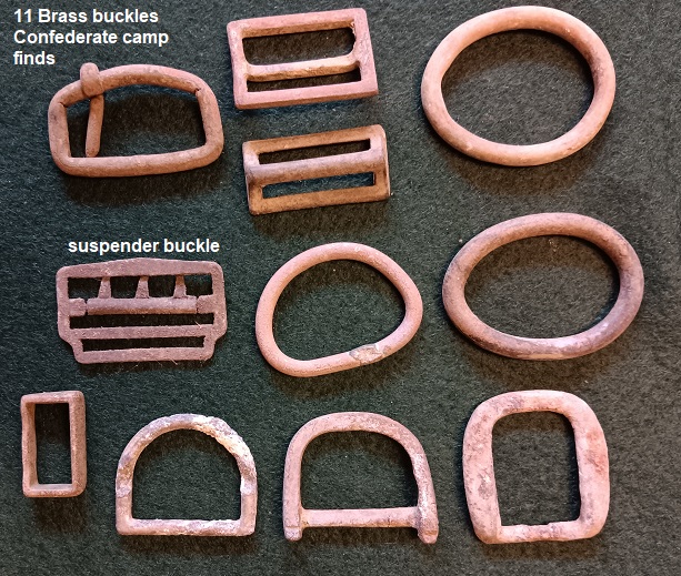 Civil War accoutrement buckles from Confederate camps